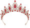 Rot Strasssteine Mädchen Kristall Tiara Hochzeit Braut Frauen Prinzessin Stirnband Krone Haarschmuck für Geburtstag Party Festzug Abschlussball Königin Kostüm Bühnenauftritte