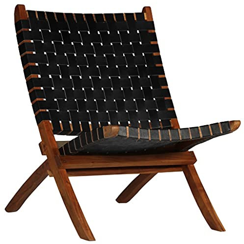ZEYUAN Relaxstuhl Klappbar Geflochten Schwarz Echtleder, Kinosessel, Ohrensessel, Heimkino Sofa, Schlafsessel, Relax Sessel, Tv Möbel, Seniorensessel