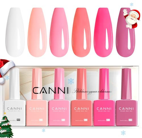 CANNI UV Nagellack Set 6 Farben weiß rosa white pink Gellack Gel Polish Gelnägel für Nägel 2311