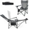 COSTWAY Chaise Pliante Camping, Chaise Longue Réglable sur 4 Positions, Repose-Pieds Amovible, Appui-Tête, Poche, Porte-Gobelet, Fauteuil Inclinable pour Plage Pêche Bureau, Charge 150 KG, Gris