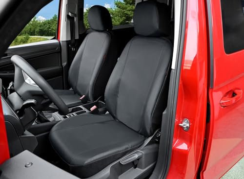 Z4L Kunstleder Sitzbezüge passgenau VIP Serie geeignet für Caddy (ab 2020) Vorne (1 + 1 Sitze) - Auositzbezüge, Farbe Schwarz