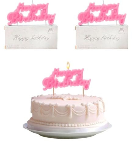 Bolosa 2 Stück Happy Birthday Kerzen Geburtstag, Happy Birthday Kerze, Rosa Geburtstagskerzen, Kerze Happy Birthday, Happy Birthday Candles, Kuchen Kerzen für Kinder Geburtstag Party (Rosa)