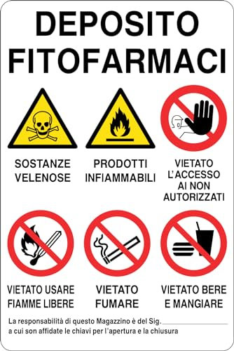 GLOBAL CARTELLO SEGNALETICO MULTI - DEPOSITO FITOFARMACI - Adesivo Resistente, Pannello in Forex, Pannello In Alluminio (Adesivo, 30x42 cm)