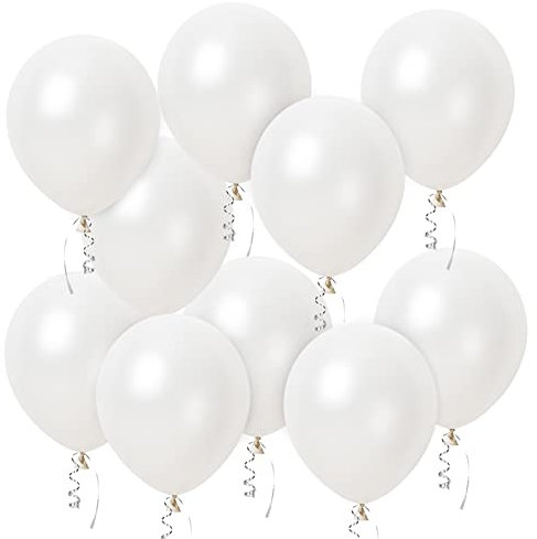 Luftballons Weiß, 60 Stück 12 Zoll Weiss Latex Ballons, White Helium Balloons mit Bändern, Partyballon Dekorationen für Geburtstage Babyparties Hochzeit Valentinstag Graduierung Kommunion Thema Party
