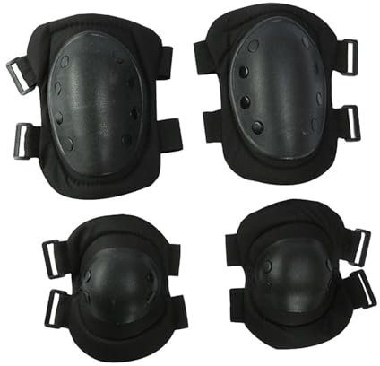 Juego de rodilleras y coderas ajustables para coderas, equipo de protección transpirable para entrenamiento táctico, jugar juegos (negro)