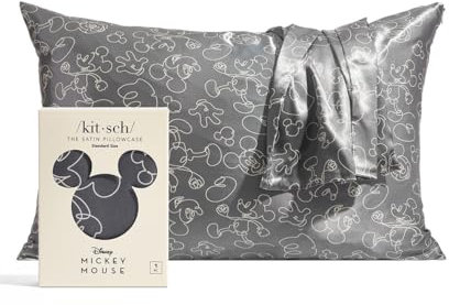 Mickey/Minnie x Kitsch Satin-Kissenbezug mit Reißverschluss, weicher als Seidenkissenbezüge für Haar und Haut, kühlende Kissenbezüge in Standardgröße (Minnie-Malist, 1 Stück)