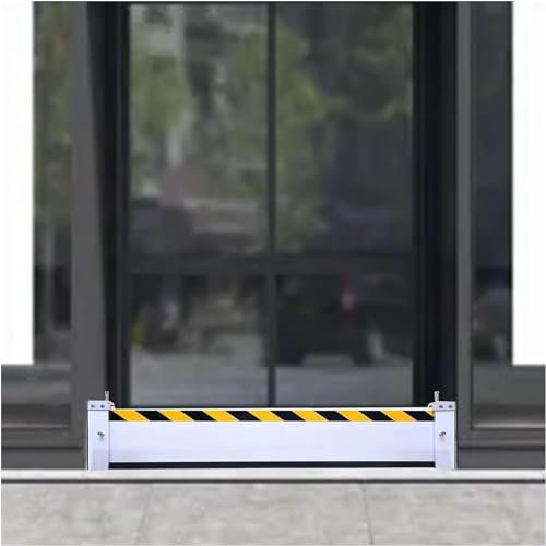 SFNIOKFG Abnehmbare, schnelle Hochwassersperre für Garagentore – Abdichtendes schwarzes Gummidesign, 4 cm Dicke Aluminiumblende mit reflektierendem Warnstreifen (L-135 cm/53,1 Zoll/4,4 Fuß)