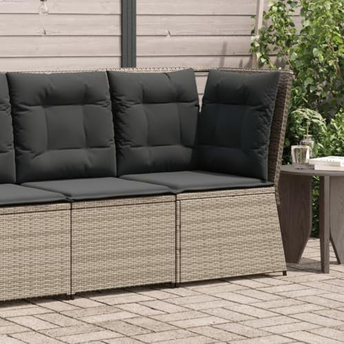 Homgoday Ecksofa für den Garten mit grauen Kissen aus Polyrattan, Sofas für den Außenbereich für den Garten, Bett, Sofa, Sofa für Terrasse im Freien, Möbel