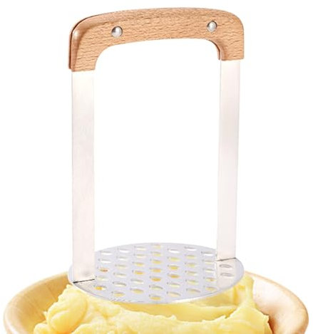 Lebensmittelzerkleinerer – Kartoffelpresse aus Edelstahl | Kartoffelpresse | Obstzerkleinerer mit Holzgriff | Knoblauchpresse | Kartoffelpresse | Kartoffelpresse | Kartoffelpresse Ricer