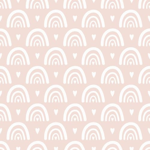 Meterware Jersey Eigenproduktion - rosa Pastell Regenbogen mit Herz