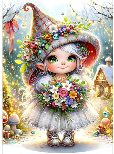 GDYEEH Elfe Fee Diamond Painting Erwachsene, 5D Cartoon Diamant Painting Bilder Anfänger, DIY Blumen Runder Vollbohrer Diamanten Malerei Stickerei Kreuzstich Geschenke Home Wand Dekor 30x40cm