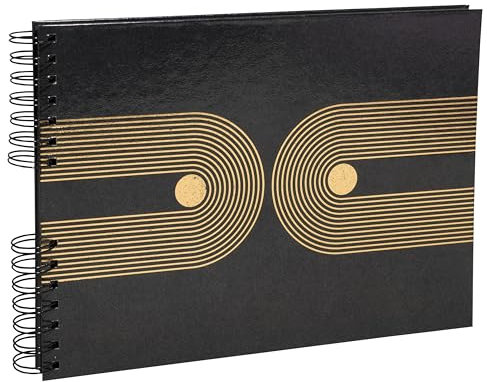 Exacompta - Art.-Nr. 16748E - 1 Fotoalbum mit Spiralbindung Graphik - 150 Fotos - 50 schwarze Seiten - Format 32 x 22 cm - Einband aus Pappe mit schwarzem Pelicullé-Papier überzogen