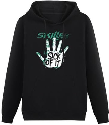 KESIHANXIANGUO Suspension Skillet Band Big Unisex Hooded Printed Pullover Hoodies Mens Black Sweatshirts XL