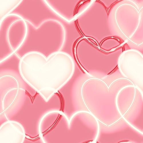Neon Love Heart Wall White Red Pink Wallpaper - Modern Contemporary Trendy Stylish - Children's Room Featur Wall