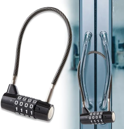 1Pcs Wire Combination Lock, Multi-Purpose Lock, 4-Digit Combination Padlock, Suitable for Cupboard Door Handles, Bicycles, Gates, Gyms, Schools, Carports, Lockers, Helmets, Pet Door Padlocks