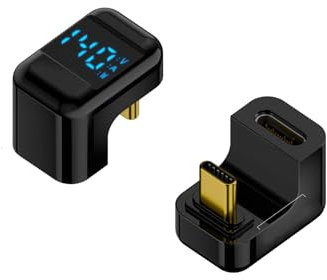 CHIZISX Adaptateur USB de type C coudé à 180 degrés Adaptateur USB C Affichage numérique haute puissance 140 W 40 Gbit/s Sortie mâle femelle Connecteurs