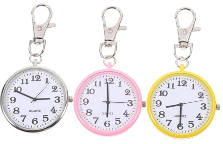 DEARMAMY 3St Taschenuhr ABC wickeltasche säckchen gledbörse ziernieten o'bag Karabiner Stillstoppuhr Fob beobachten Mini schlüsselringe deko Kreativer Schlüsselanhänger Taschenanhänger Glas