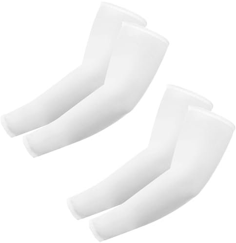 AOZUO 2 Paar Arm Sleeves für Herren Damen, UV Sonnenschutz Outdoors Sun Protection Arm Sleeves für Basketball, Fußball, Volleyball, Golf, Reiten, Gaming Armstrumpf alle Outdoor Aktivitäten(Weiß)