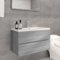 IKAYAA Mobile Bagno Sospeso con Lavabo Armadietto Bagno con Lavabo con 1 Cassetti Mobile Bagno con Lavabo Integrato-Grigio sonoma-80 x 38.5 x 45 cm/Senza Rubinetto e Scarico