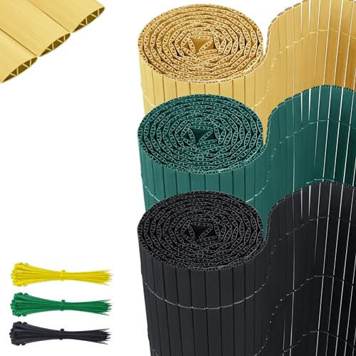 SUBTLETY 200x300cm PVC Gartensichtschutz Zäune Wetterfeste Sichtschutzzaun mit Kabelbindern W-Form Sichtschutzmatte Übersteigschutz & Windschutz Sichtschutz für Garten Terrasse Balkon (Beige)