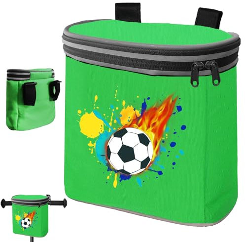 AUNGKWANG Kinder Lenkertasche, Fahrradtasche Kinderfahrrad mit Innentasche, Fahrrad Lenker Tasche mit Reflektoren und Fußball Motiv, Fahrradkorb Laufradtasche Lenkerkorb, für Laufrad, Fahrrad, Roller