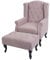 Mendler Poltrona Stile Vittoriano Elegante Chesterfield Tessuto - Rosa Chiaro Senza poggiapiedi