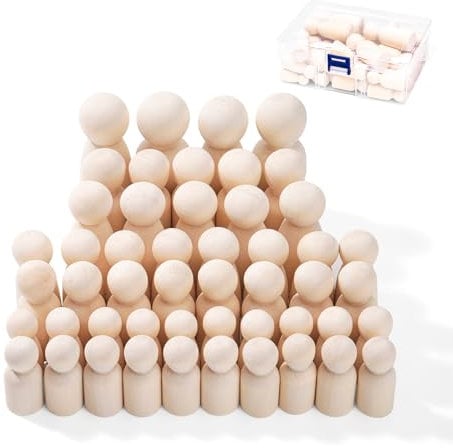 Nicphyn 50 Stück Holzfiguren zum Bemalen, Spielfiguren Holz, Holzkegel, Holzfiguren Menschen, Unvollendete Holzkegel, Holzfiguren Puppen, Holz Spielfiguren für DIY Basteln, Malen und Weihnachten