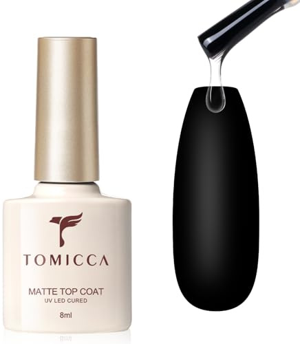 TOMICCA 8ml Matte No Wipe Top Coat UV/LED Soak Off | Gel Polish for Manicure & Pedicure, Professional Velvet Matte Finish, Long Lasting for Salon & Home Use