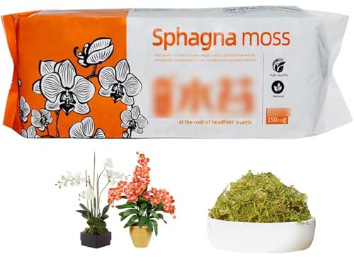 Sphagnum Moos für Pflanzen, natürlicher getrockneter Sphagnum -Moos -Komprimierungsorchidee für Topfpflanzen, saftiges Reptilienterrarium für (150 g)