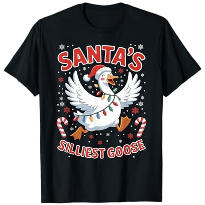 Santas Lustigste Gans Lichterkette Nikolaus Weihnachten T-Shirt