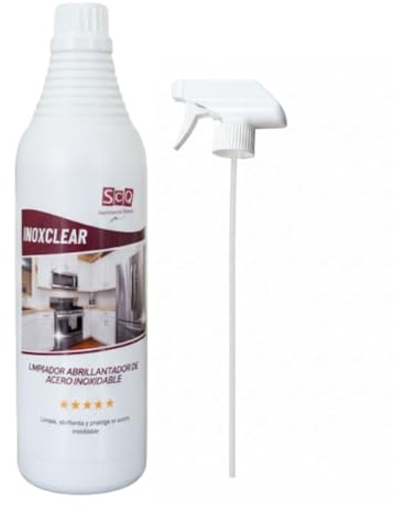 Limpiador acero inoxidable profesional | limpieza de grasa, suciedad y huellas dactilares en cualquier superficie, limpia sin rayas, cocina, maquinaría, barandillas, campanas | Inoxclear 750 ml.