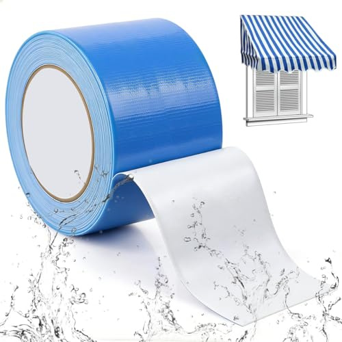 Fyrdm 1 Pièces Ruban Toile Adhésif Bleu Rubans, 10m×8cm Bleu Rubans Adhésif de Réparation de Tente, Ruban de Réparation Imperméable Bleus pour Tentes, Auvents, Parasols de Jardin, Bâches pour Camions