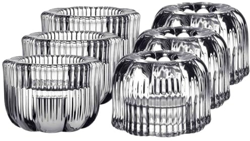Villeroy & Boch – Fleur Kerzenständer 2-in-1, 6er Set, Spülmaschinenfest, Glas-Kerzenhalter Für Teelichter und Stumpenkerzen/Stabkerzen, Handgefertigt, Deko Wohnung, Glas