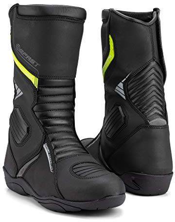 Befast - Stivali da Moto Touring FREEDOM WP, in Microfibra, Completamente Impermeabili, Protezioni Malleolo e Puntale, Suola High Grip, Colore Nero