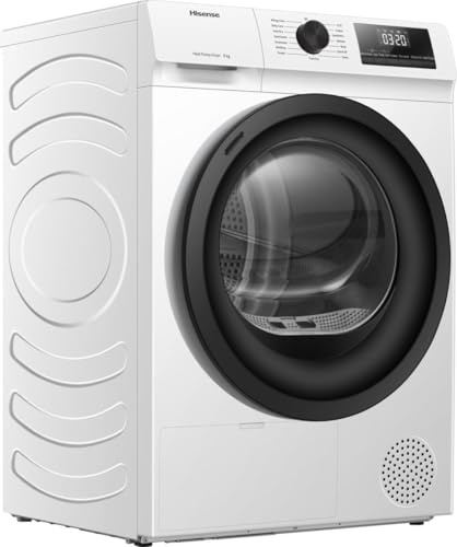 Hisense DH1Q802U Sèche-linge Pompe à Chaleur 8 kg – Classe Énergétique D – 16 Programmes – Anti-Allergies – Écran LED – Pose Libre – Blanc