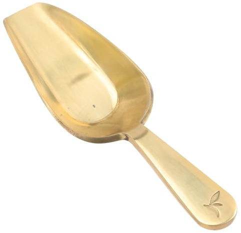HANABASS Classical Teaspoon Brass Teaspoon Golden Simple Metal Tea Leaf Spoon Fine Grinding No Burr Home Use