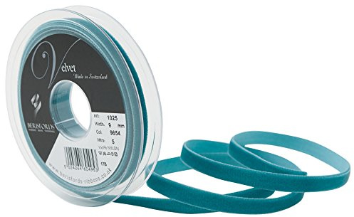 Berisfords - Velvet ribbon, Green (Petrol 9654), 9mm x 5 m
