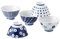 Saikai Pottery Lot de 5 bols traditionnels japonais en porcelaine Bleu indigo 5 motifs 13303