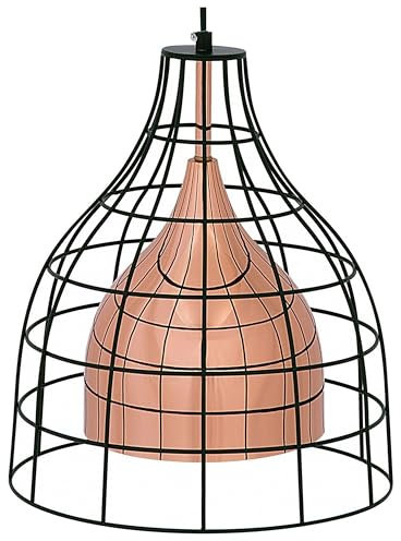 Industrielle Pendelleuchte doppelter Lampenschirm Käfig-Motiv kupfer/schwarz