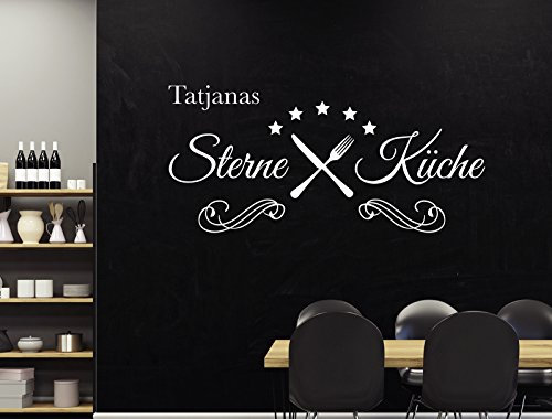 tjapalo® w-pkm355 Wandtattoo Küche mit Namen Sterneküche Namen (B130 x H58 cm)