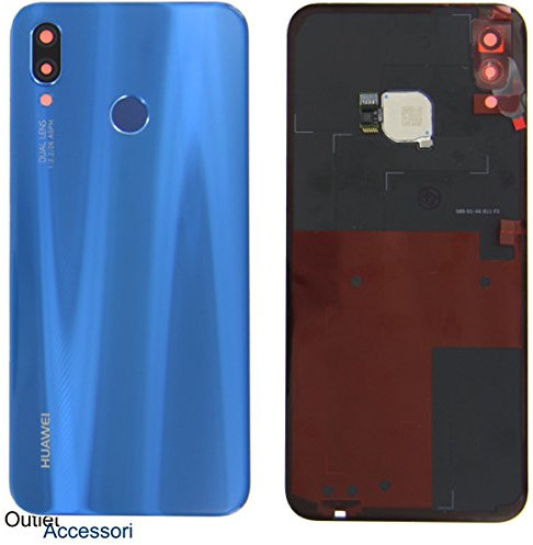 original Scocca Copribatteria Copri Batteria Vetro Posteriore Huawei P20 LITE BLU BLUE Back Cover con Tasto Sensore Impronte Vetro Fotocamera