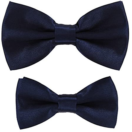 axy Vater-Sohn Partnerlook Fliege Schleife, bereits gebunden, Konfirmation verstellbar in verschiedenen Farben FLIP1 (Schwarzblau)