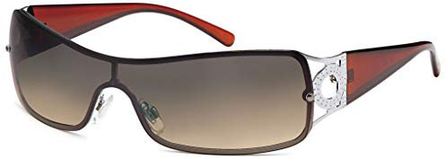 Emeco Sonnenbrille Damen Monoscheiben Brille Sonnenbrillen Retro Pilot Designer A60009 (Braun)