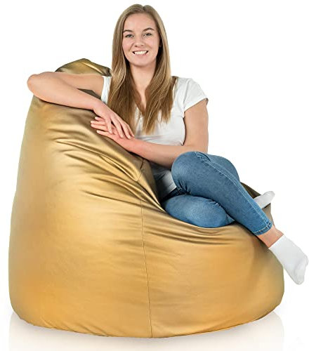 Italpouf , Sitzsack XXL Größe, Sitzkissen, Riesensitzsack, Indoor, Kunstleder, Sitzsack Sessel für Kinder und Erwachsene, EPS Perlen Füllung, Zertifiziert, Gold