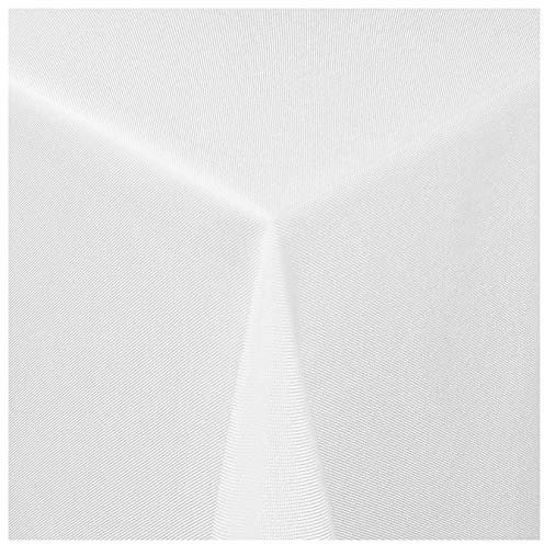 Tischdecke Damast Maßanfertigung im Leinen-Design in Weiss eckig 150x300 cm, weitere Farben und Größen wählbar