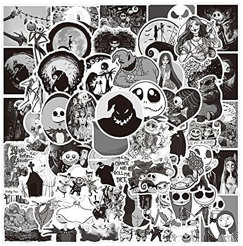 Huayao 50 Stück The Nightmare Before Christmas and Tim Burton's Vinyl Aufkleber Wasserdicht Halloween Laptop Aufkleber