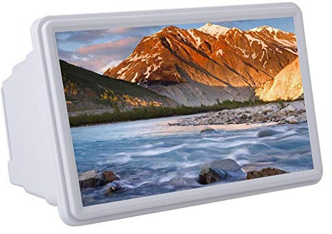 Loupe d'écran de téléphone 12 `` support d'amplificateur d'écran de téléphone portable rétractable 3D pour regarder la vidéo de film de protection des yeux sur tous les smartphones(blanc)