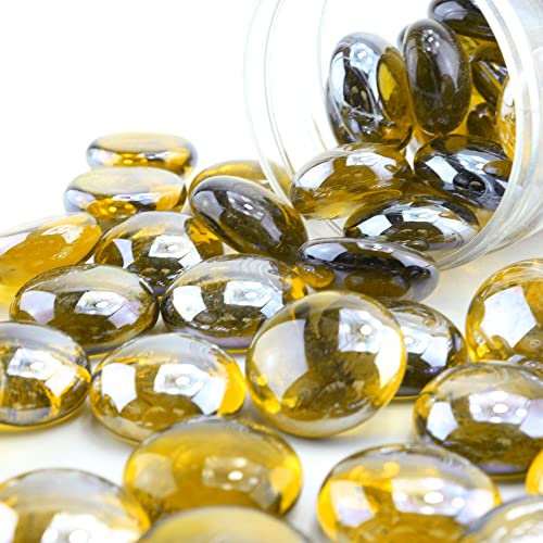 Deko Glas Nuggets Ø 2 cm - Farbe Amber/Dekosteine, Glassteine, Muggelsteine - 400 g