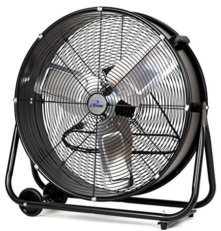 iLIVING 24 High Velocity Drum Fan Industrial, Commercial, Residential Air Circulator for Garage, Shop, Patio, Barn, Greenhouse, Speed Control 7700CFM, UL Listed,Black