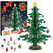 LIHAO Adventskalender Mini Holz Christmas Tree Weihnachtsbaum mit 24 Anhänger Weihnachtsbaum aus Holz DIY Weihnachtsbaum mit 24 Ornamnet
